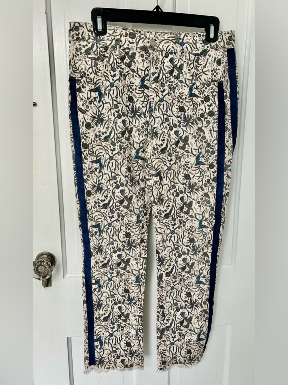 Isabel Marant Floral Straight Jeans in Cream, Blue